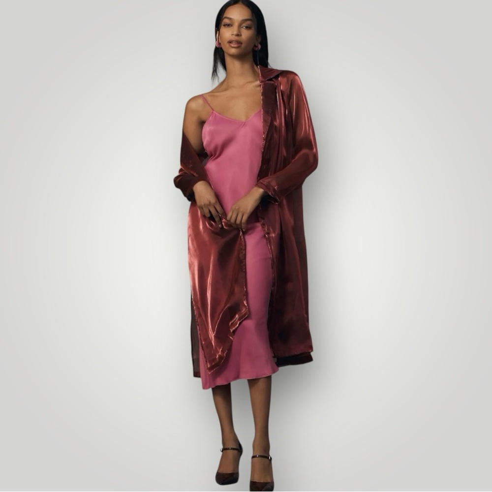 NWT Anthropologie Femme Sheer Trench Coat Duster Unique Dopamine Dressing
